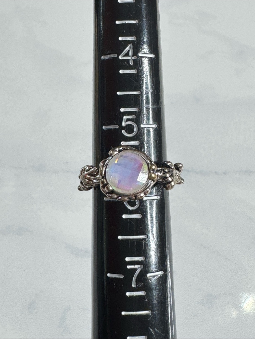 Vintage Inspired Round Moonstone Ring - Size 6